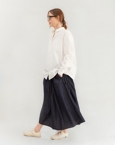 Apuntob Cotton Linen Skirt in Indigo