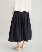 Apuntob Cotton Linen Skirt in Indigo