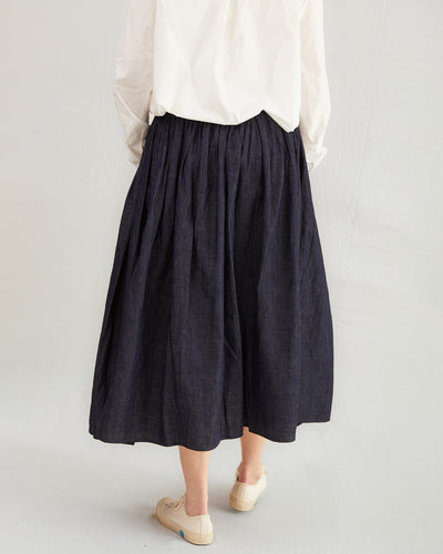 Apuntob Cotton Linen Skirt in Indigo