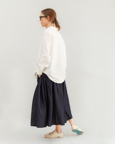 Apuntob Cotton Linen Skirt in Indigo