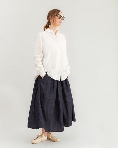 Apuntob Cotton Linen Skirt in Indigo