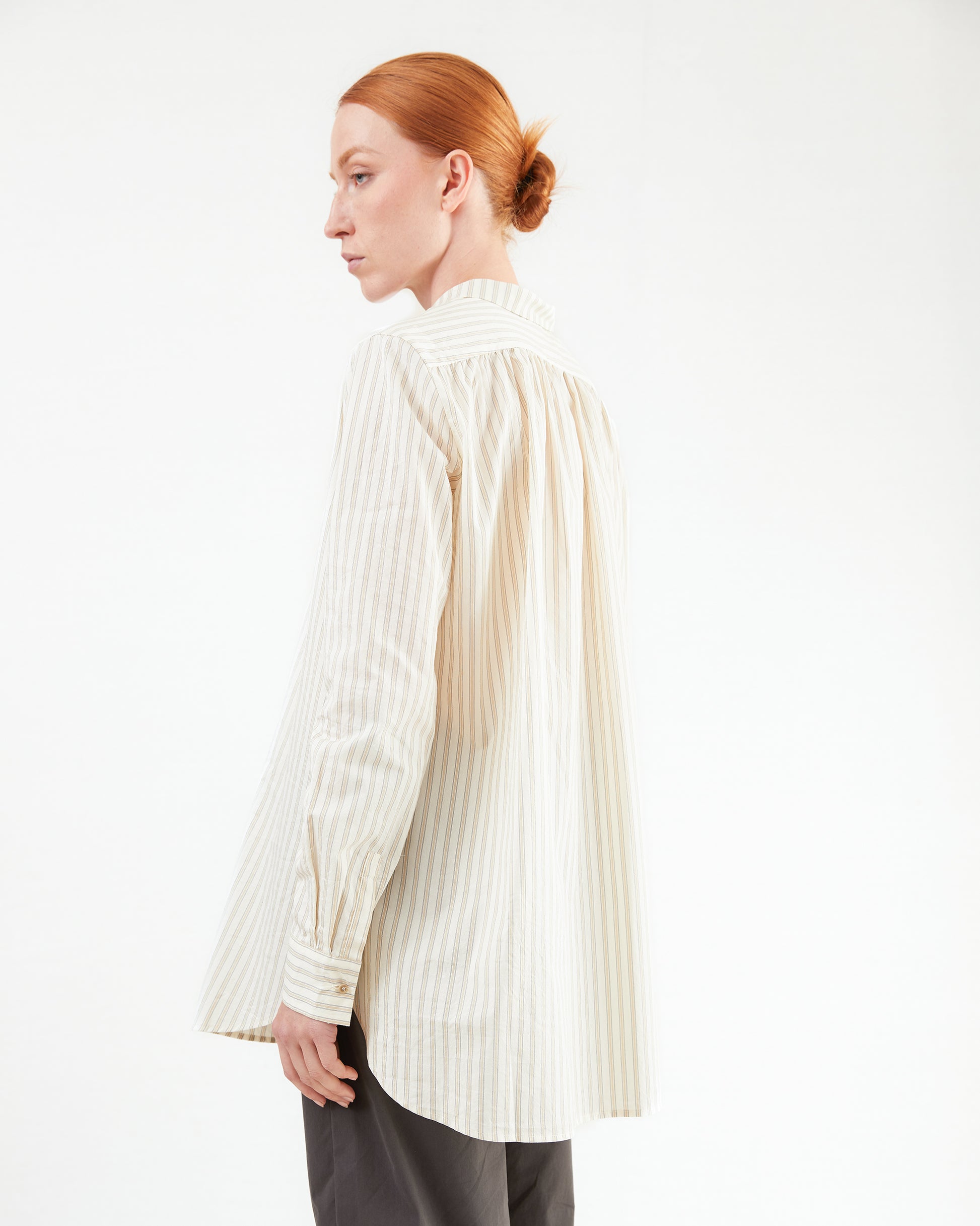 Apuntob Cotton Shirt in Natural Stripe