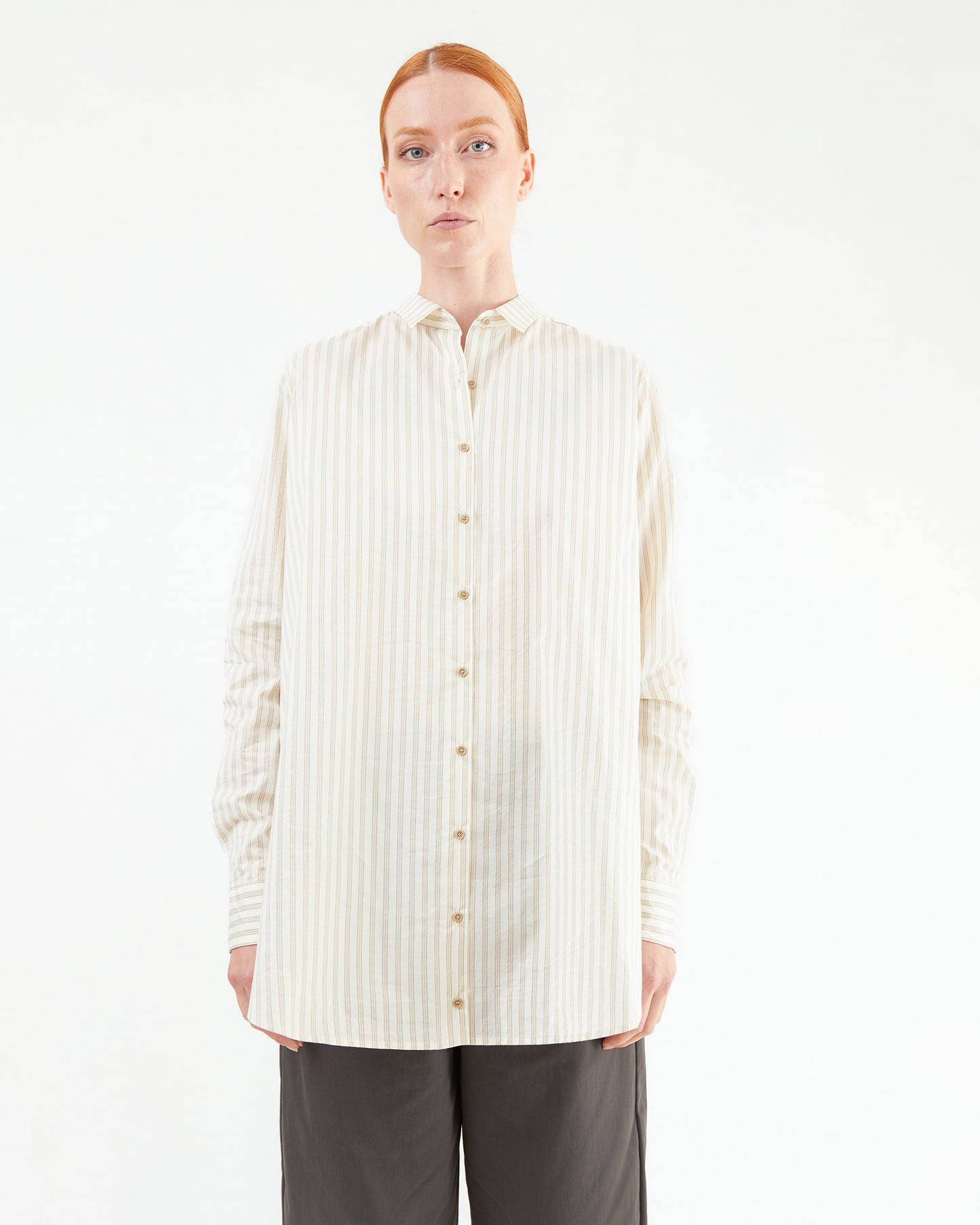 Apuntob Cotton Shirt in Natural Stripe