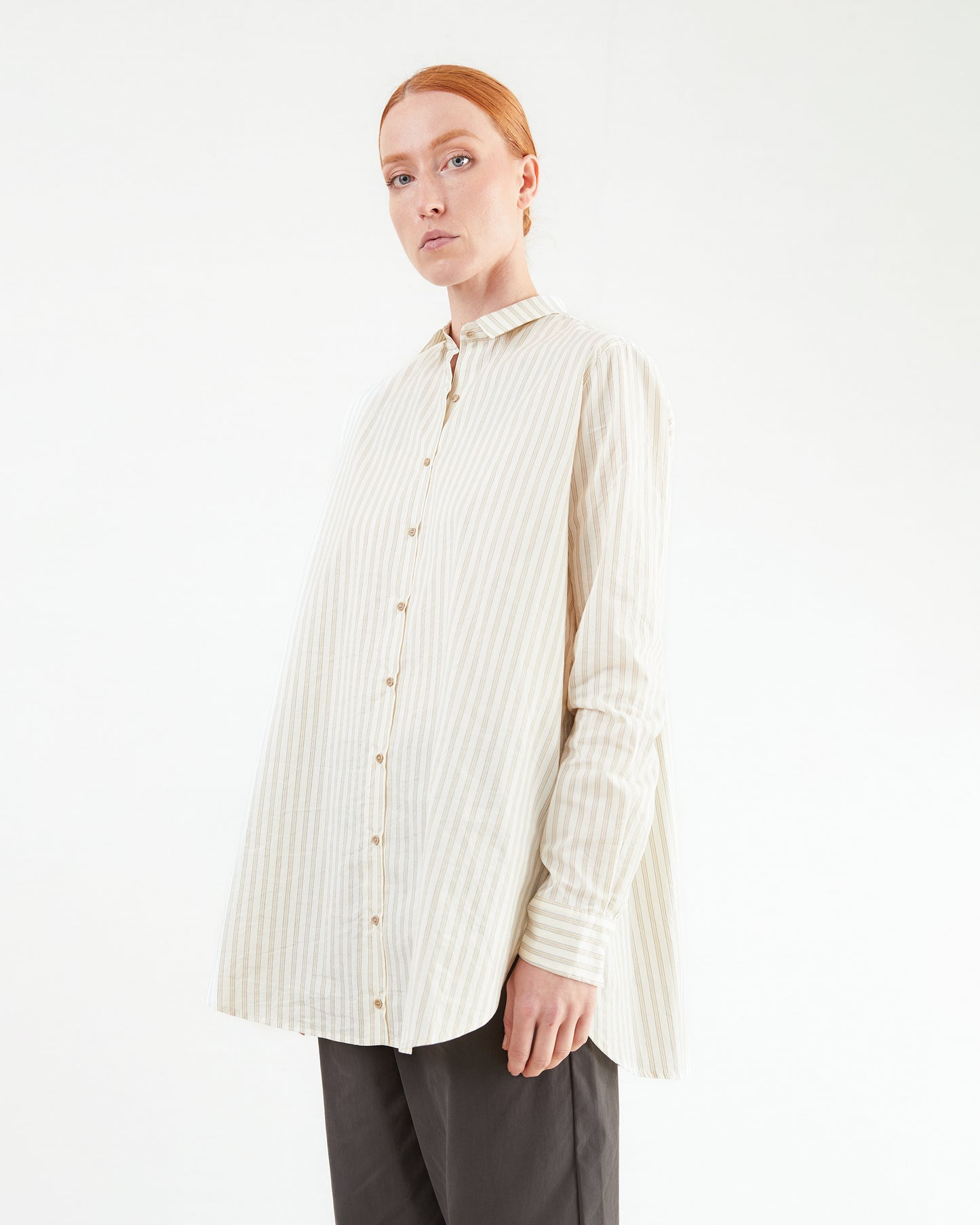 Apuntob Cotton Shirt in Natural Stripe