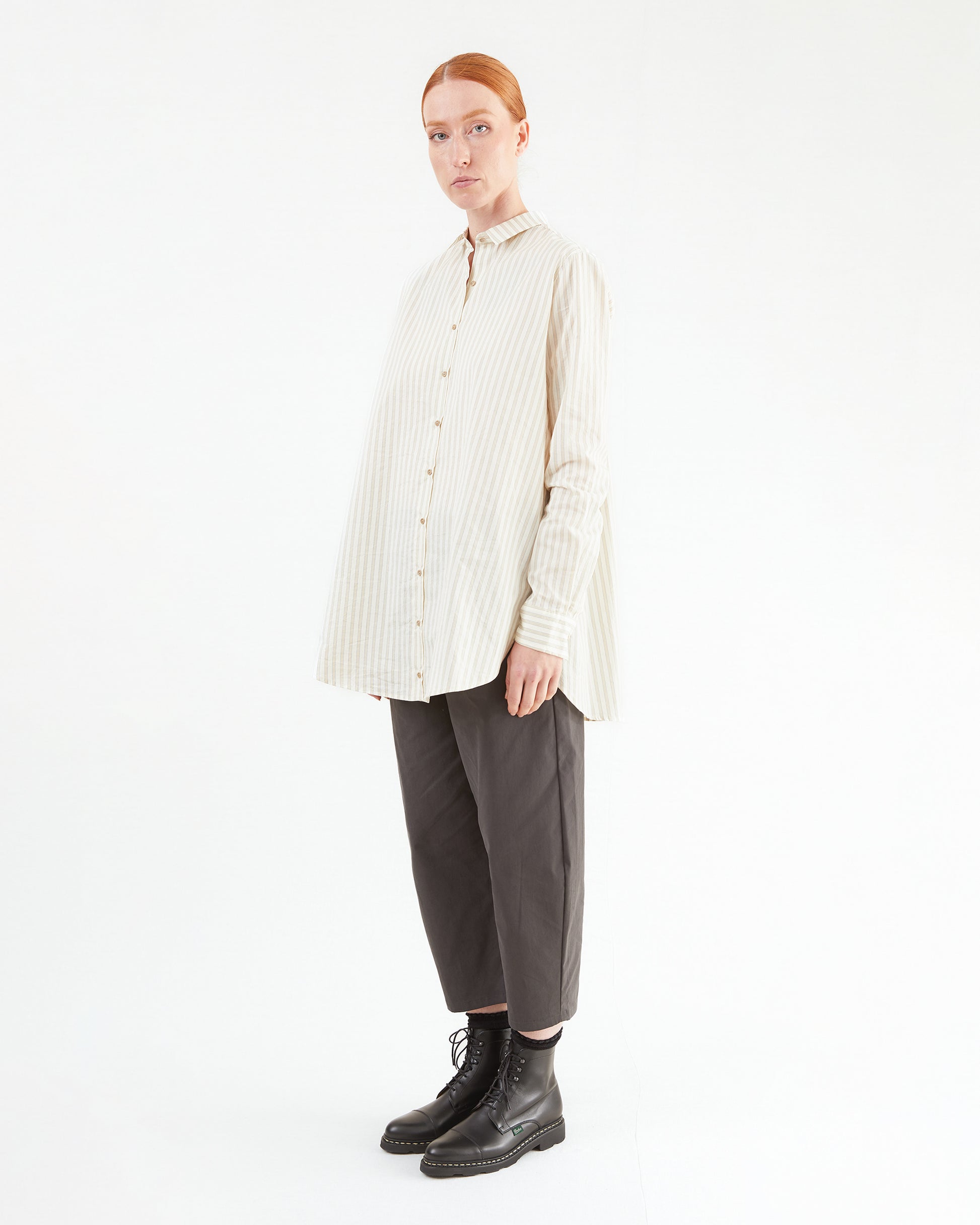Apuntob Cotton Shirt in Natural Stripe