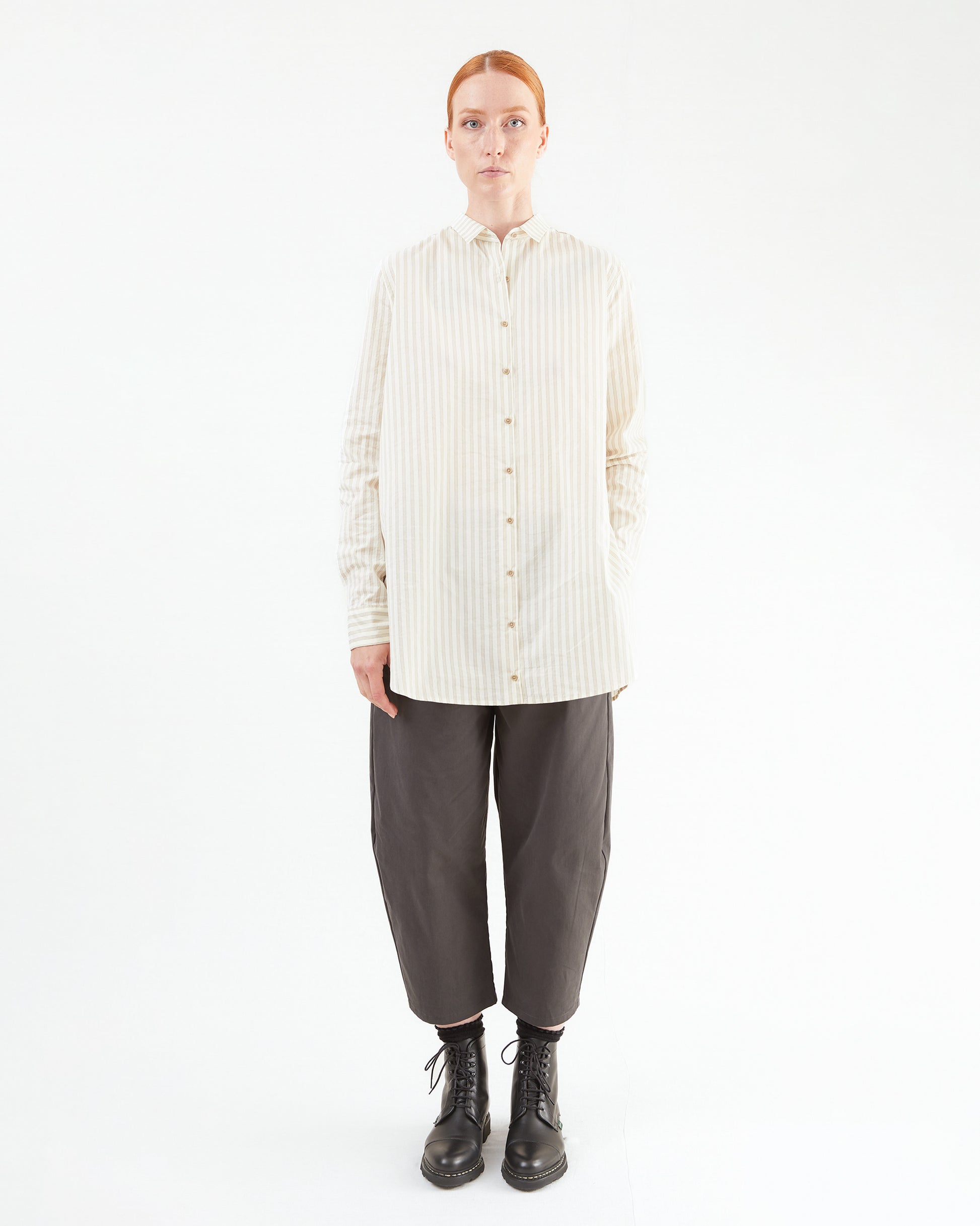 Apuntob Cotton Shirt in Natural Stripe