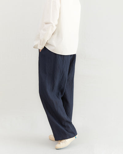 Apuntob Pleated Linen Trousers in Blue