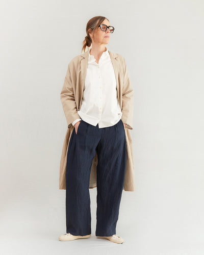 Apuntob Pleated Linen Trousers in Blue