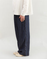 Apuntob Wide Linen Trousers in Indigo