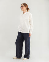 Apuntob Wide Linen Trousers in Indigo