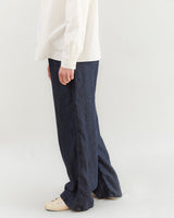 Apuntob Wide Linen Trousers in Indigo