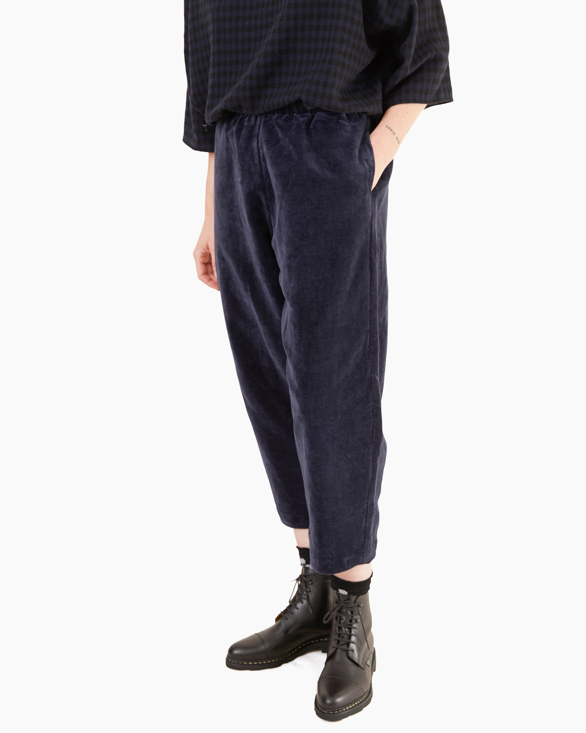 Apuntob P540/TS984 Cotton/Linen Velvet Trousers in Blue