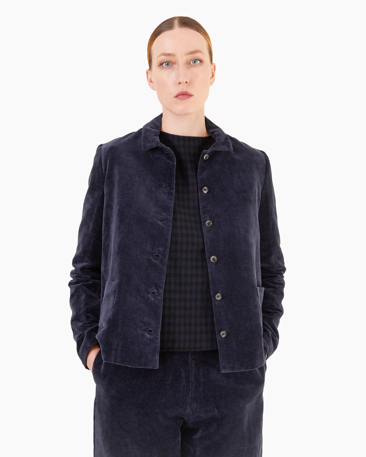 Apuntob P1846/TS984 Cotton/Linen Velvet Jacket in Blue