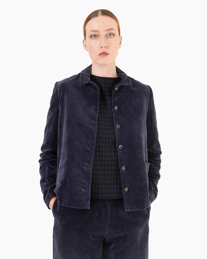 Apuntob P1846/TS984 Cotton/Linen Velvet Jacket in Blue