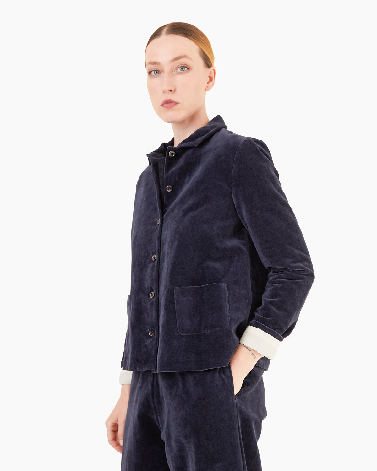 Apuntob P1846/TS984 Cotton/Linen Velvet Jacket in Blue