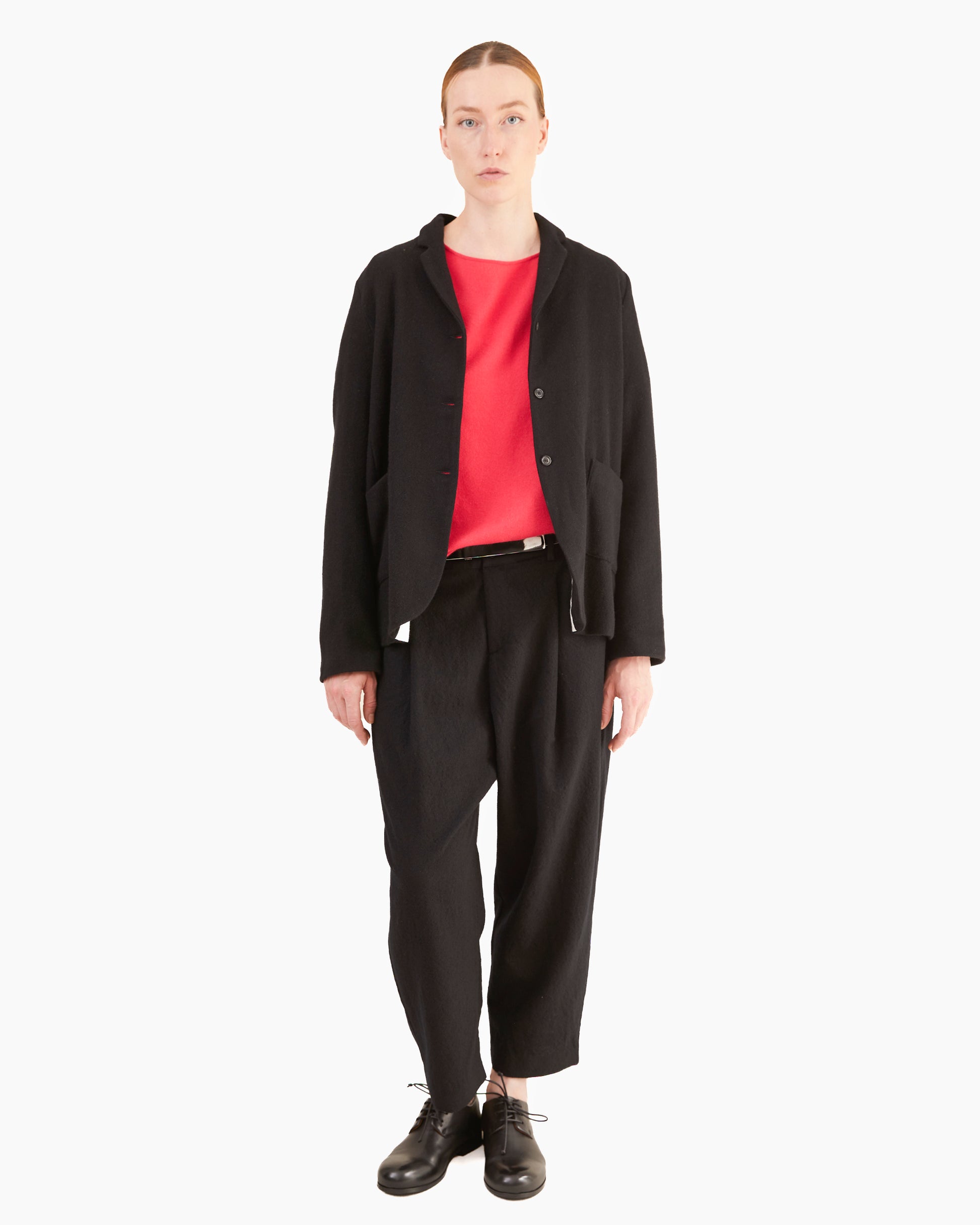 Apuntob Pleated Wool Trousers in Black