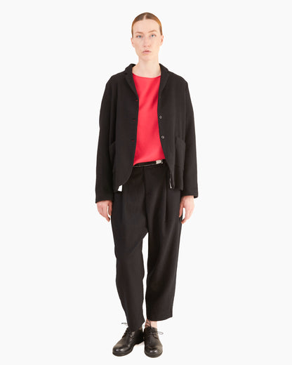 Apuntob Pleated Wool Trousers in Black