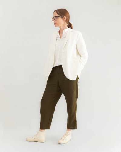 Apuntob Linen Blend Blazer in Milk