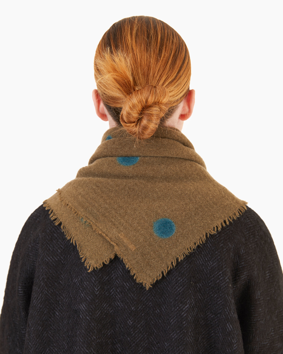 Apuntob Square Cashmere Scarf in Olive Dots