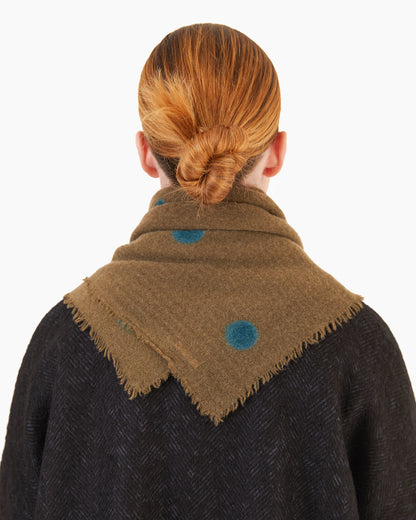 Apuntob Square Cashmere Scarf in Olive Dots