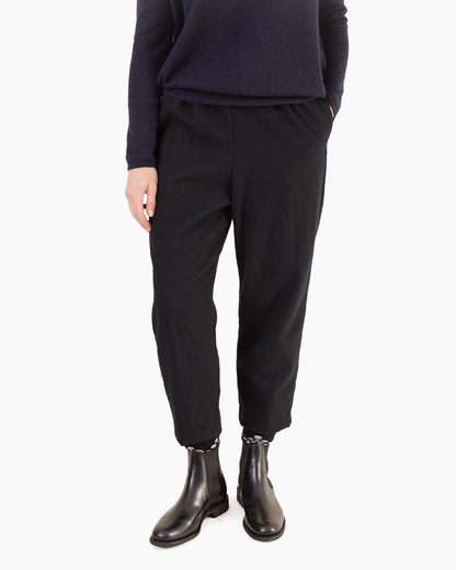 Apuntob Fleece Wool Trousers in Black