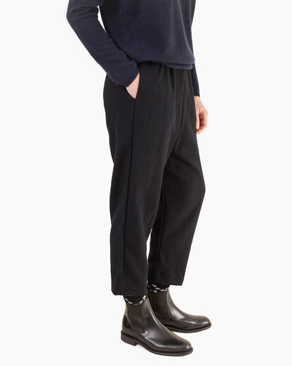 Apuntob Fleece Wool Trousers in Black
