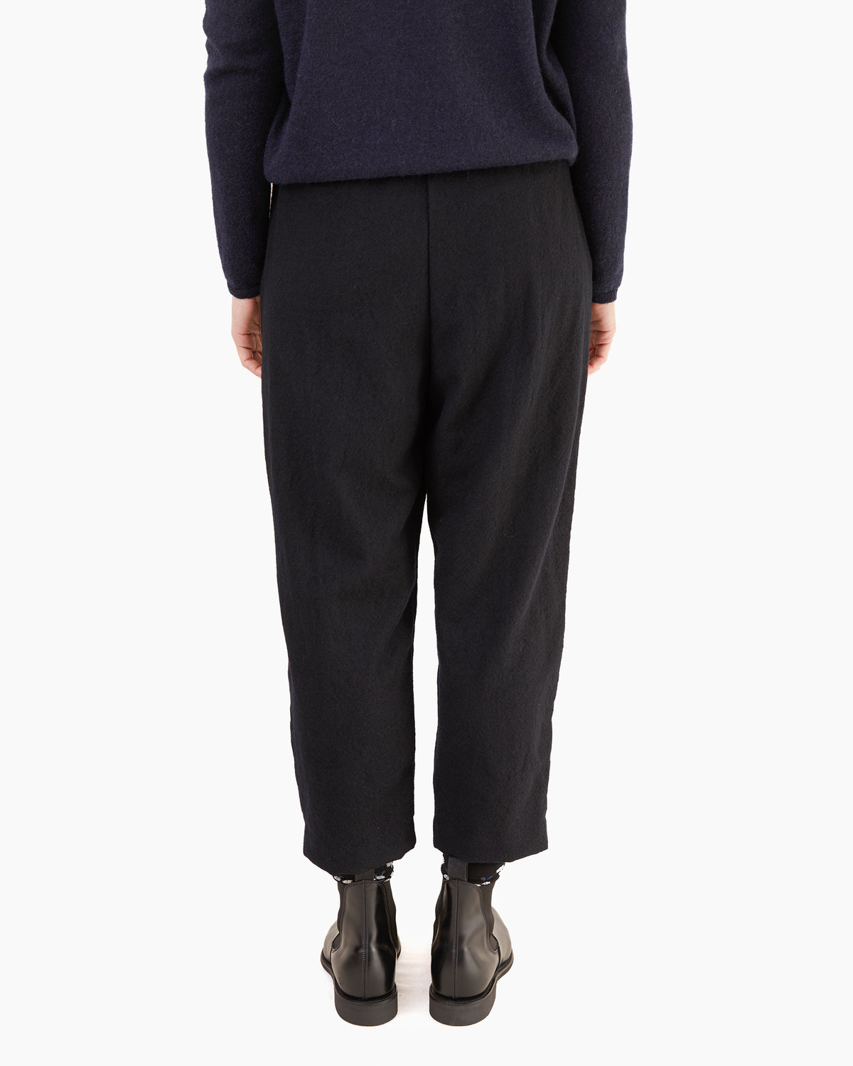 Apuntob Fleece Wool Trousers in Black