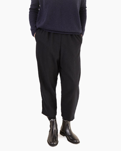 Apuntob Fleece Wool Trousers in Black
