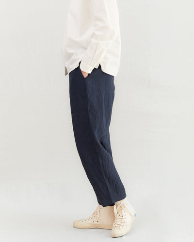 Apuntob Pleated Linen Trousers in Blue