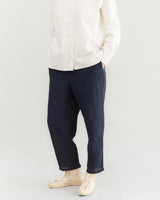 Apuntob Pleated Linen Trousers in Blue