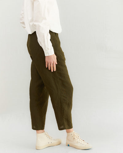 Apuntob Linen Trousers in Military Green