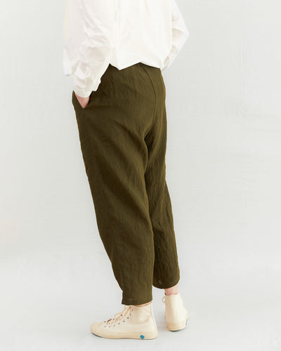 Apuntob Linen Trousers in Military Green