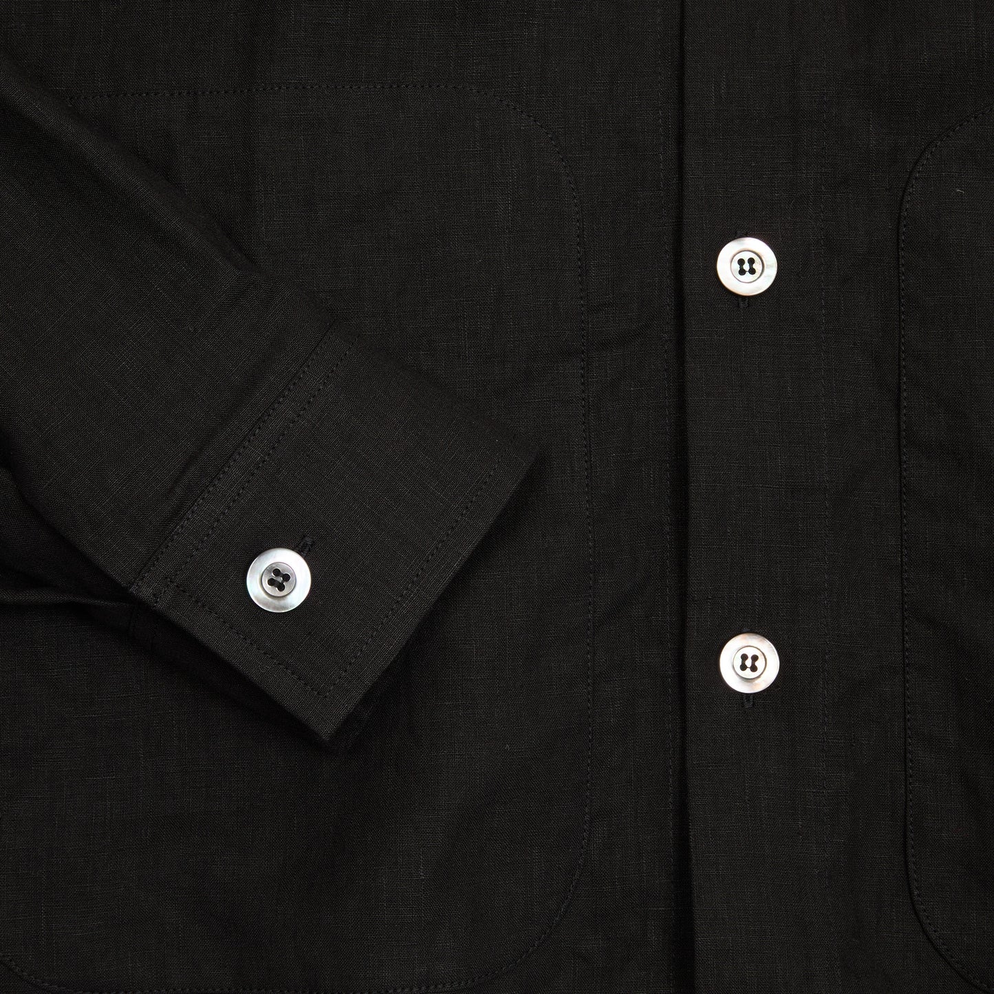 Arpenteur Sigma Unlined High-Density Linen Overshirt in Black
