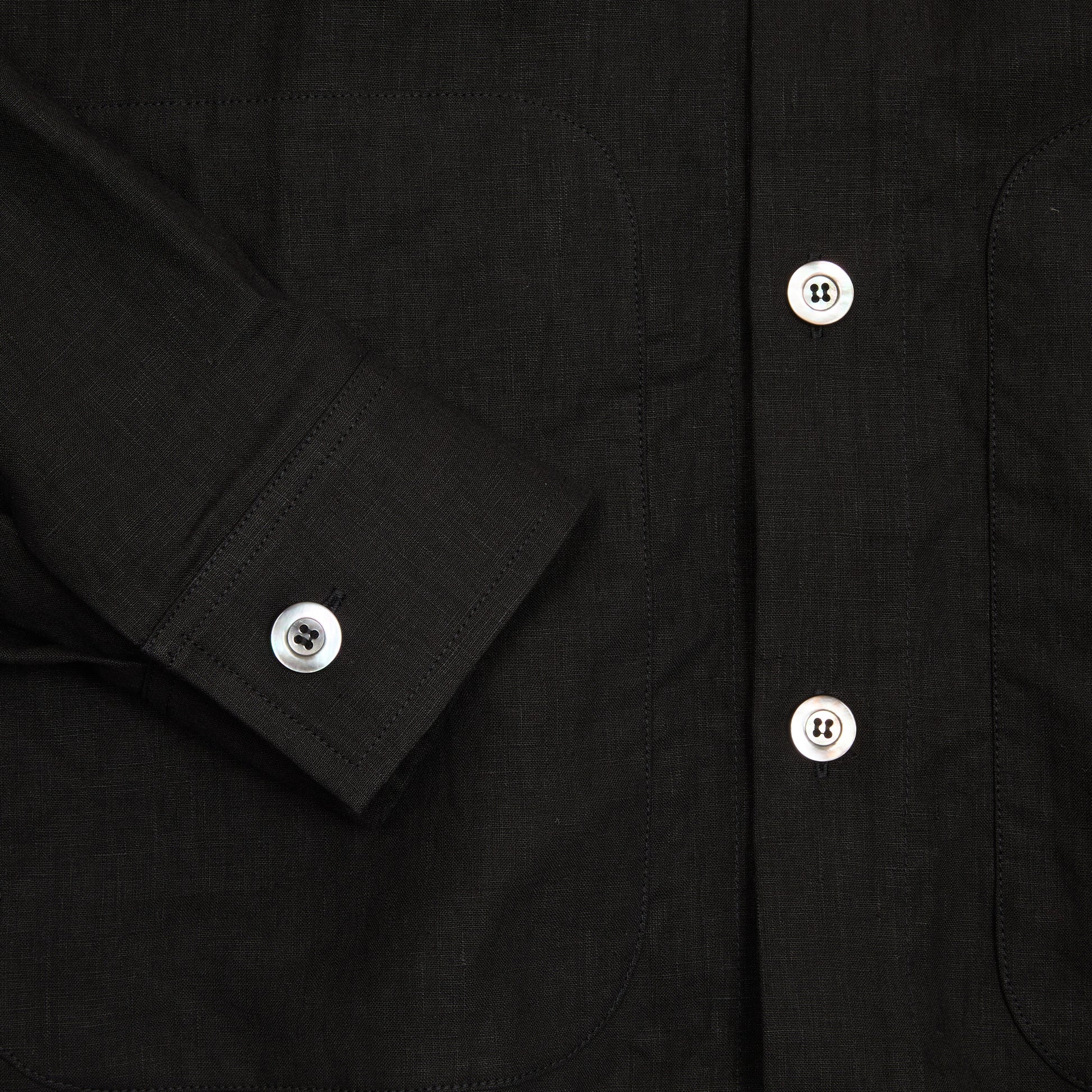 Arpenteur Sigma Unlined High-Density Linen Overshirt in Black