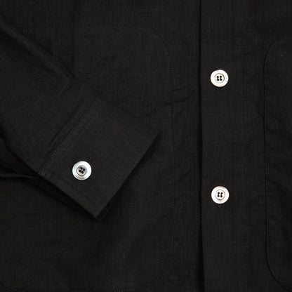 Arpenteur Sigma Unlined High-Density Linen Overshirt in Black