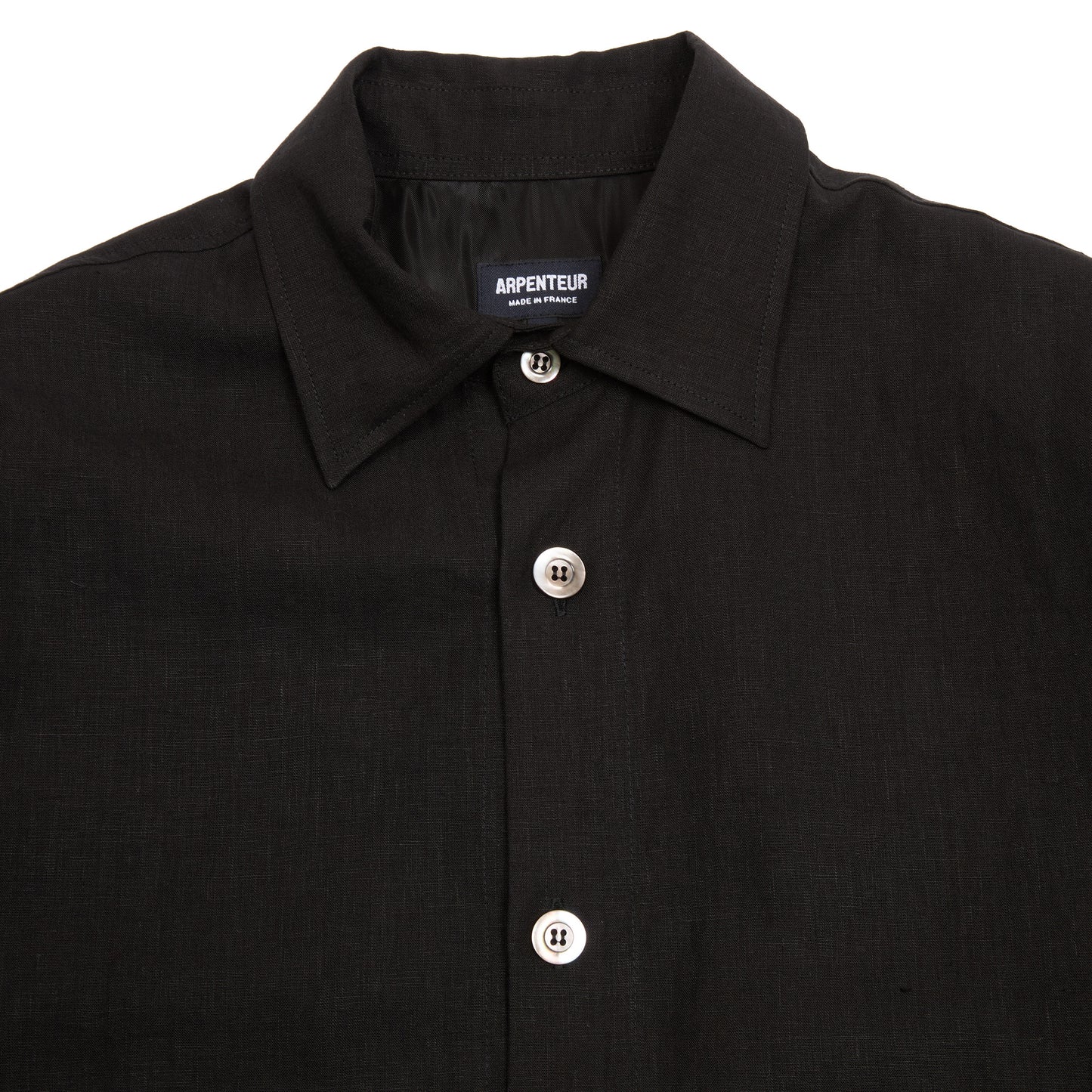 Arpenteur Sigma Unlined High-Density Linen Overshirt in Black