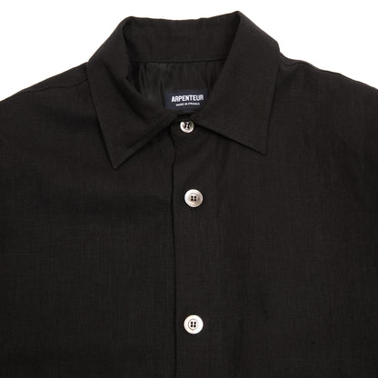 Arpenteur Sigma Unlined High-Density Linen Overshirt in Black