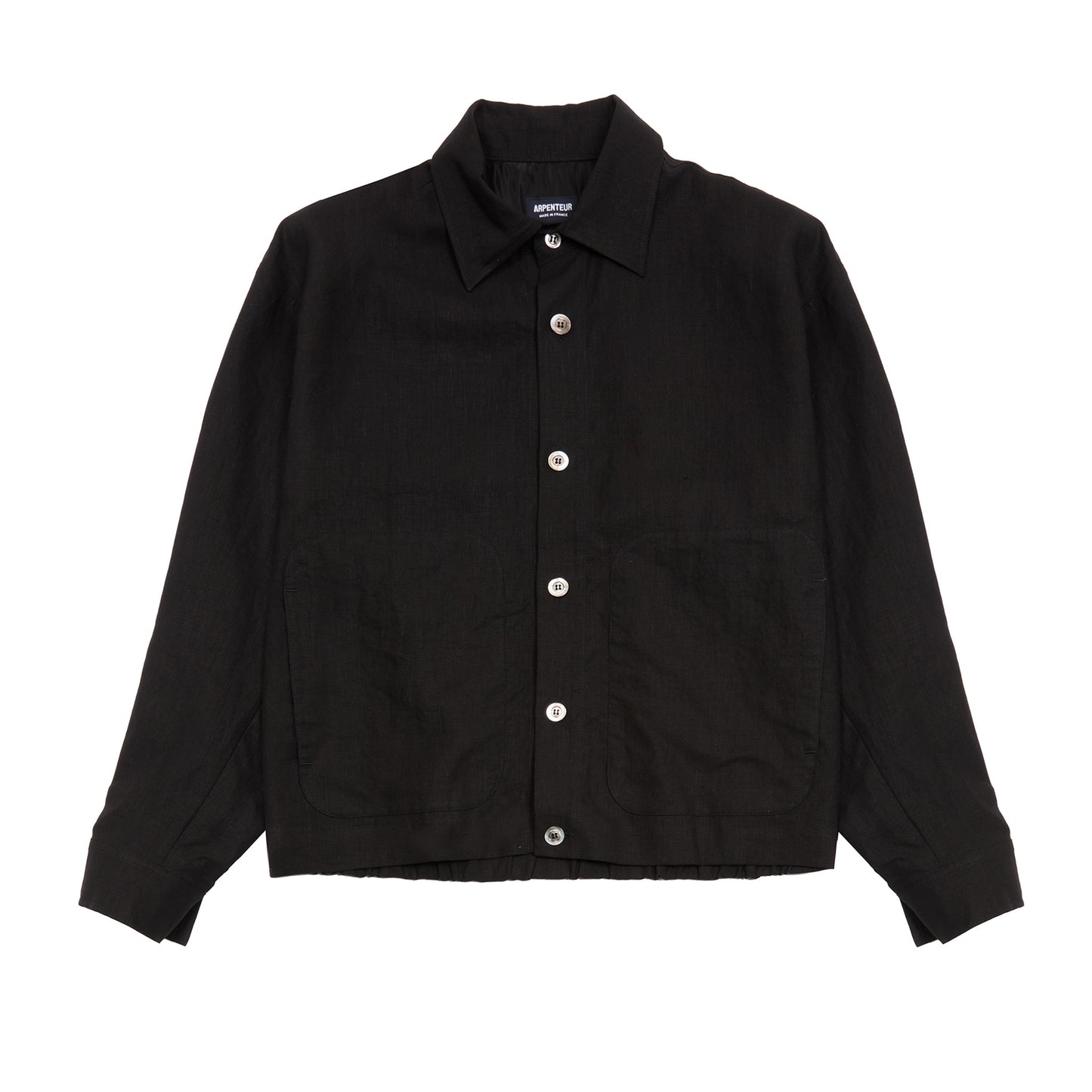 Arpenteur Sigma Unlined High-Density Linen Overshirt in Black