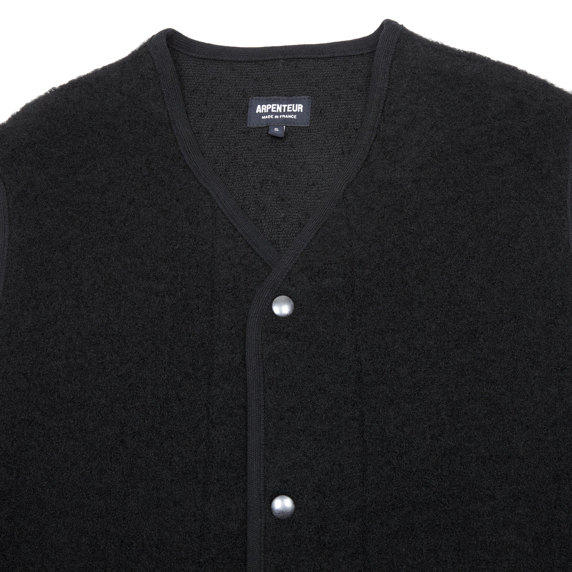Arpenteur Contour V Unlined Shaggy Wool Vest in Black