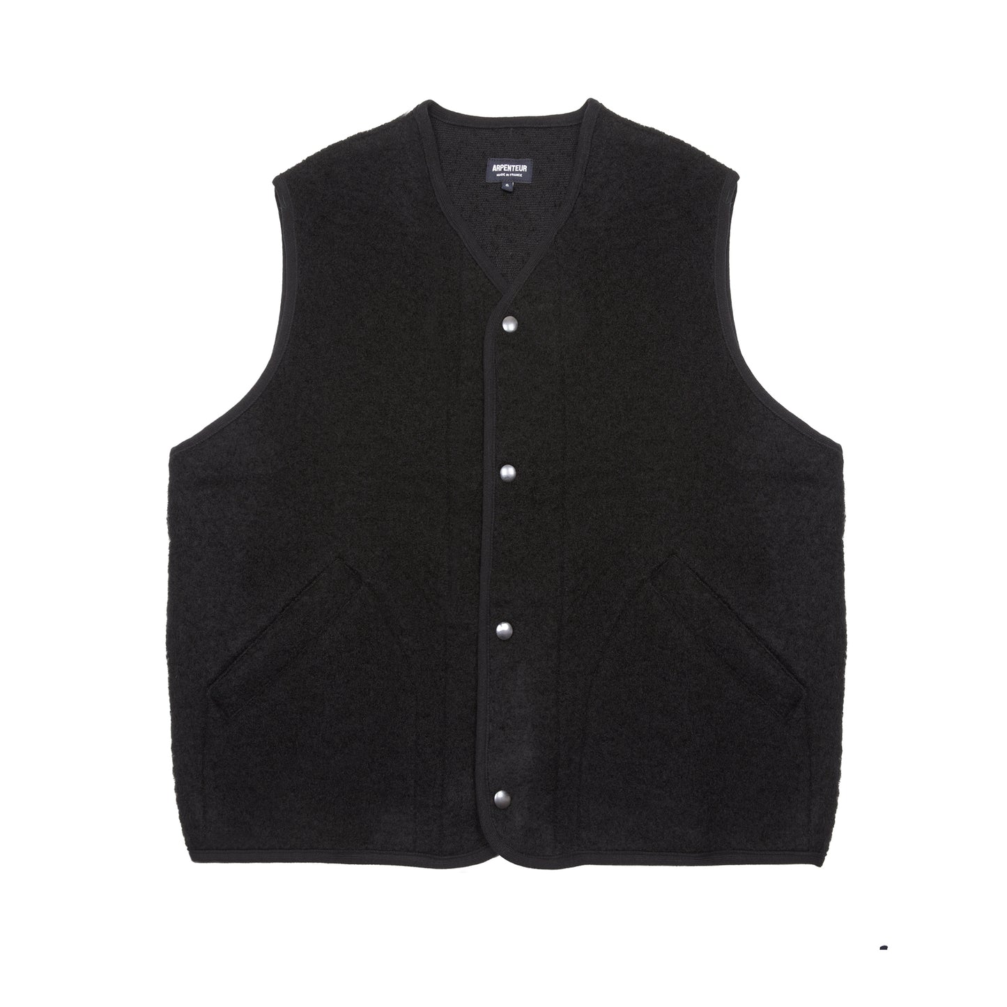 Arpenteur Contour V Unlined Shaggy Wool Vest in Black