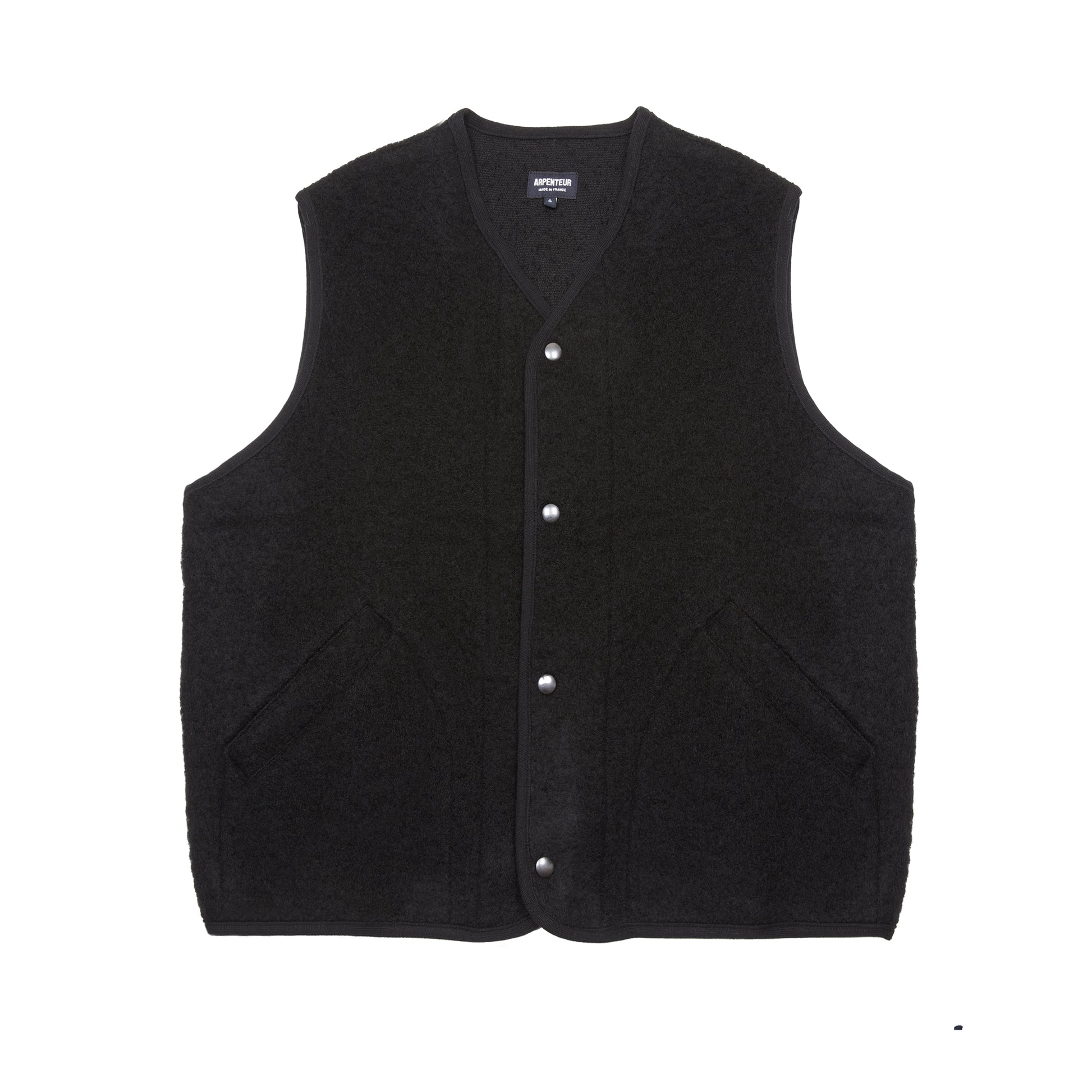 Arpenteur Contour V Unlined Shaggy Wool Vest in Black