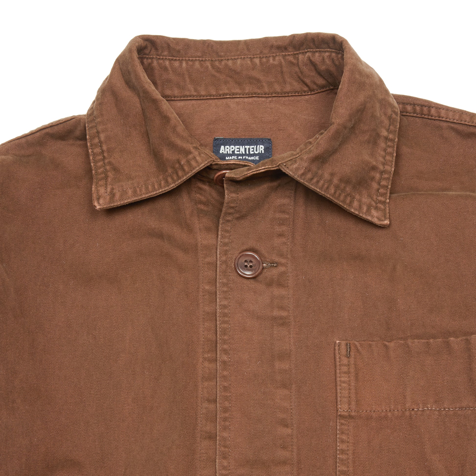 Arpenteur Lux J Unlined Garment Dyed Moleskin Jacket in Tobacco