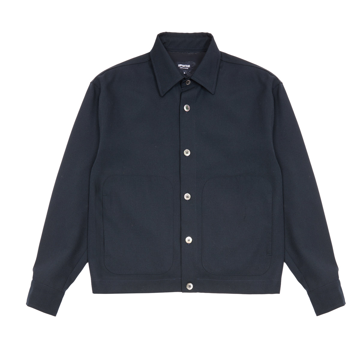 Arpenteur Sigma Unlined Wool Gabardine Overshirt in Midnight