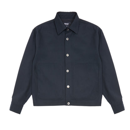 Arpenteur Sigma Unlined Wool Gabardine Overshirt in Midnight