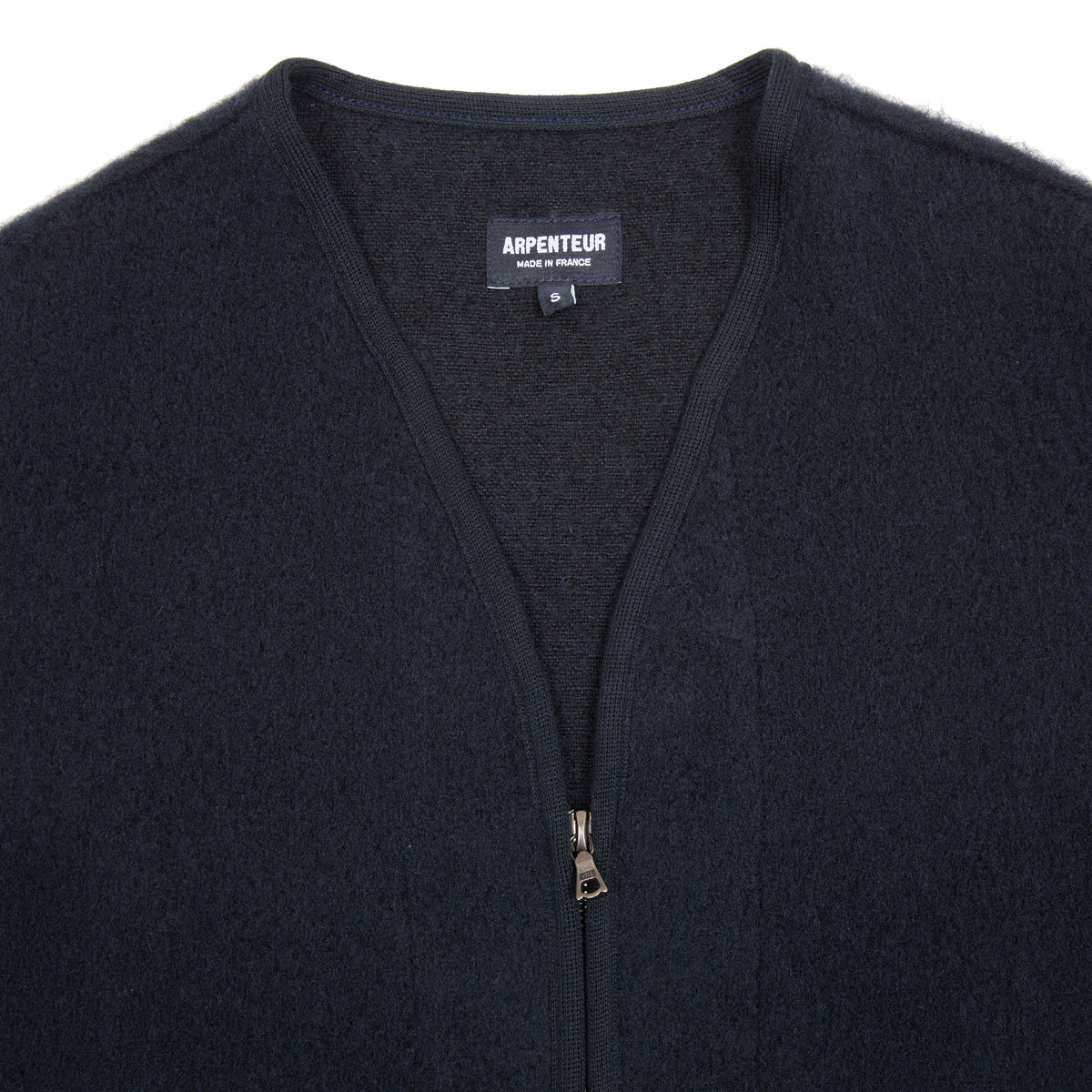 Arpenteur Contour V Unlined Shaggy Wool Vest in Navy