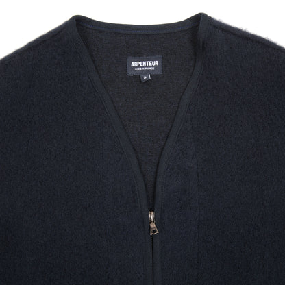 Arpenteur Contour V Unlined Shaggy Wool Vest in Navy