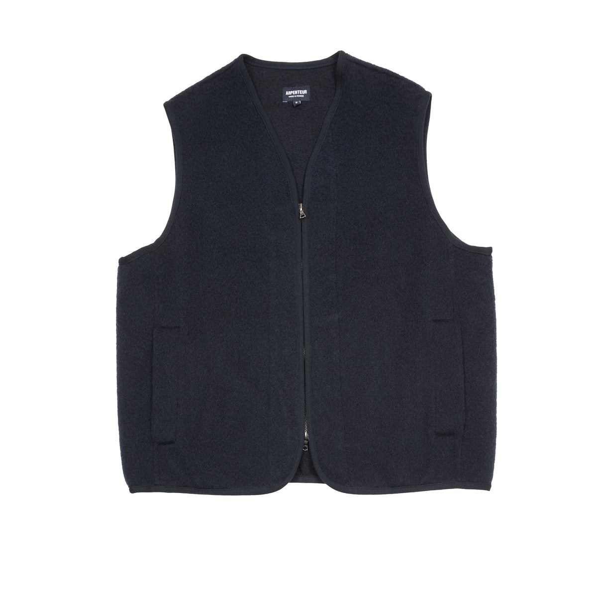 Arpenteur Contour V Unlined Shaggy Wool Vest in Navy