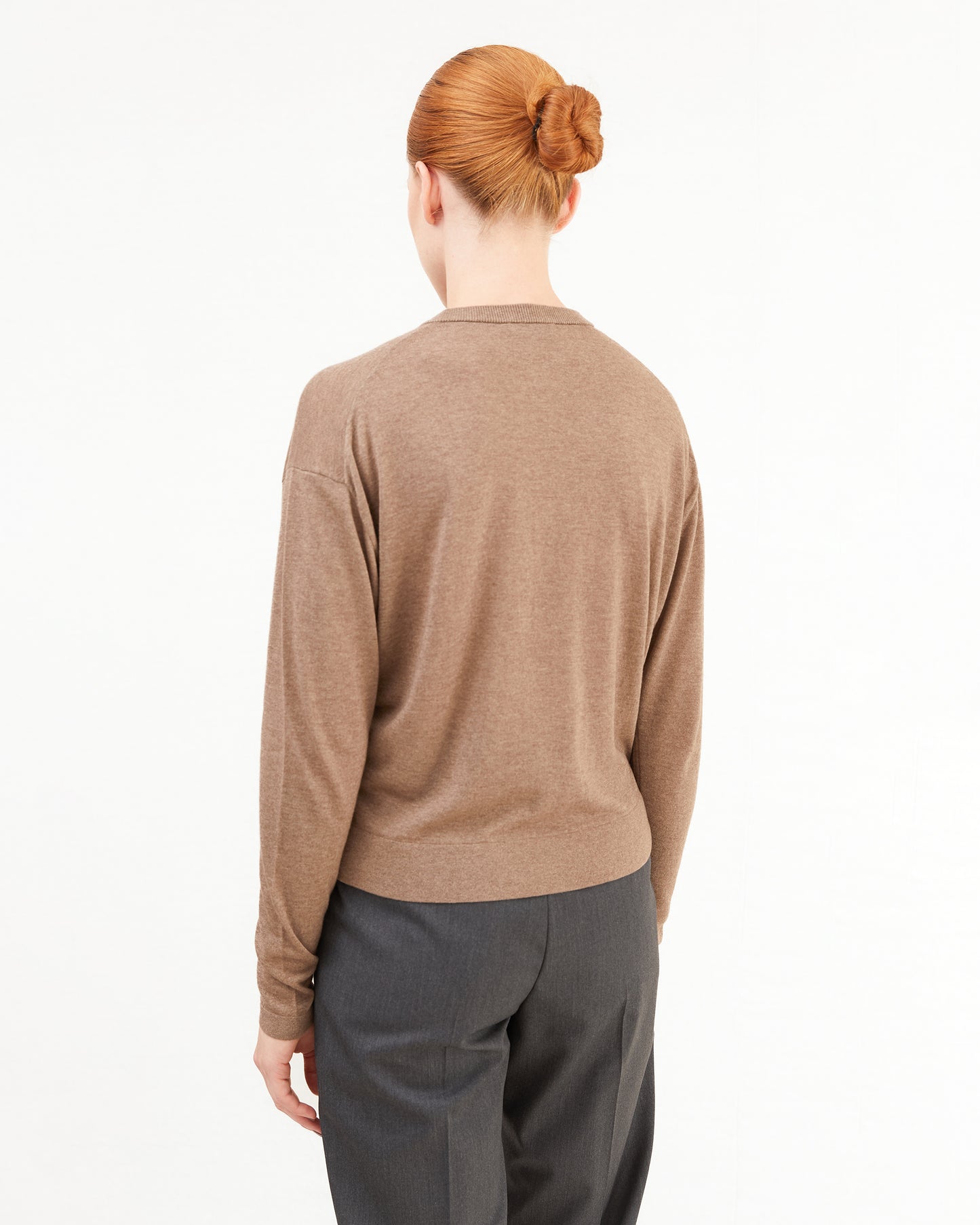 Aton Women's Garment Dyed Cashmere/Silk Cardigan in Brown