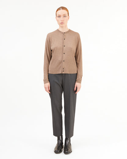 Aton Women's Garment Dyed Cashmere/Silk Cardigan in Brown