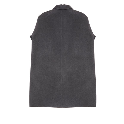 Aton Merino Double Melton Wool Balmacaan Coat in Charcoal